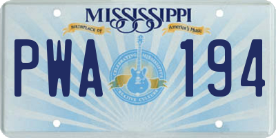 MS license plate PWA194
