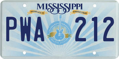 MS license plate PWA212