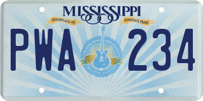 MS license plate PWA234
