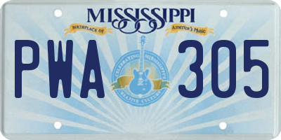 MS license plate PWA305