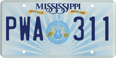 MS license plate PWA311