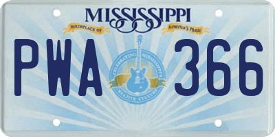 MS license plate PWA366