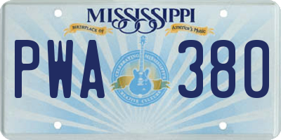 MS license plate PWA380