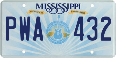 MS license plate PWA432