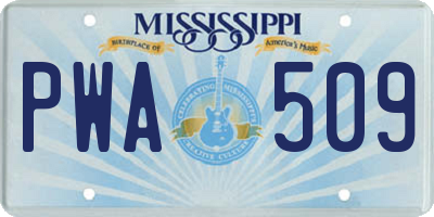 MS license plate PWA509