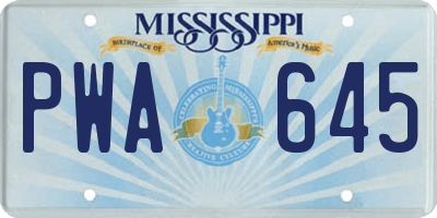 MS license plate PWA645