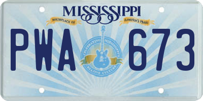 MS license plate PWA673