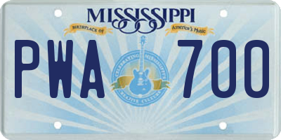 MS license plate PWA700