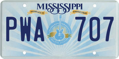 MS license plate PWA707