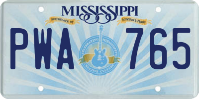 MS license plate PWA765