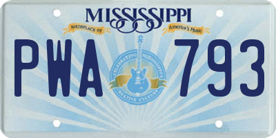 MS license plate PWA793