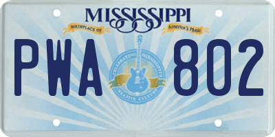 MS license plate PWA802