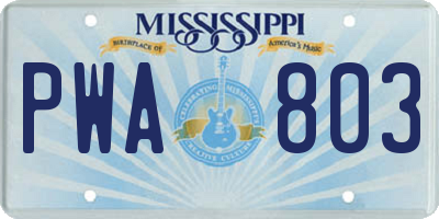 MS license plate PWA803
