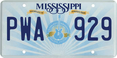 MS license plate PWA929