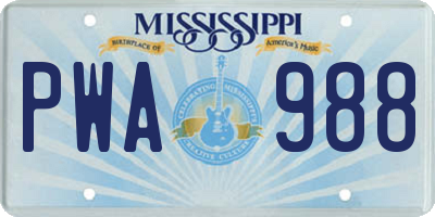 MS license plate PWA988
