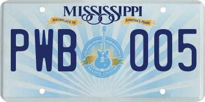 MS license plate PWB005