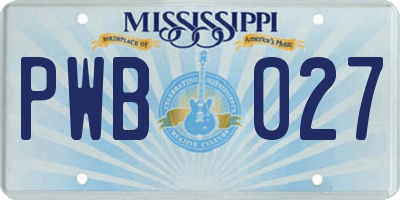 MS license plate PWB027