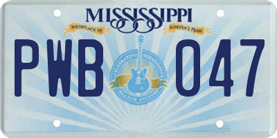 MS license plate PWB047