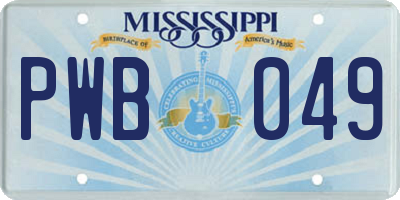MS license plate PWB049