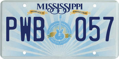 MS license plate PWB057