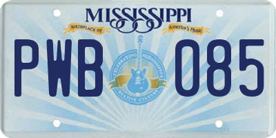 MS license plate PWB085