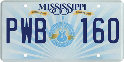 MS license plate PWB160