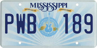 MS license plate PWB189