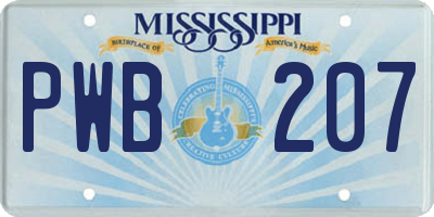 MS license plate PWB207