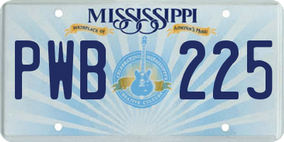 MS license plate PWB225