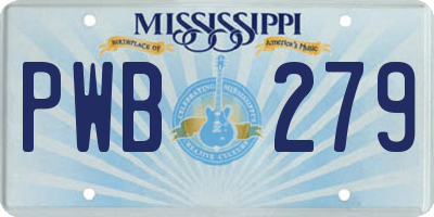 MS license plate PWB279