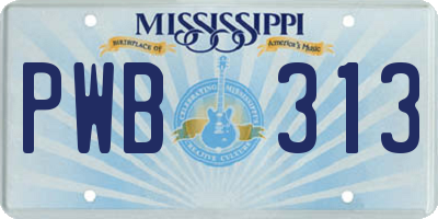 MS license plate PWB313