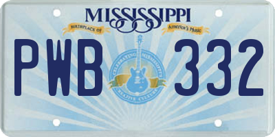 MS license plate PWB332