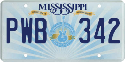 MS license plate PWB342