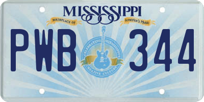 MS license plate PWB344