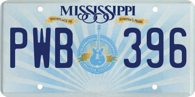MS license plate PWB396