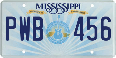 MS license plate PWB456