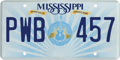 MS license plate PWB457
