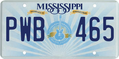 MS license plate PWB465