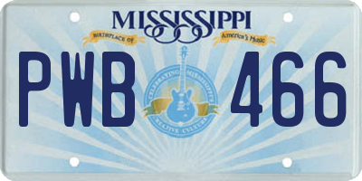 MS license plate PWB466