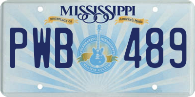MS license plate PWB489