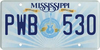 MS license plate PWB530