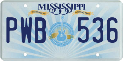 MS license plate PWB536