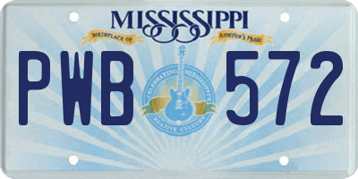 MS license plate PWB572