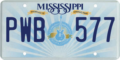 MS license plate PWB577