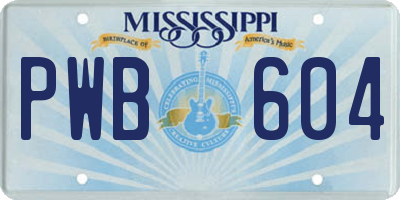 MS license plate PWB604