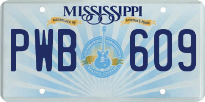 MS license plate PWB609