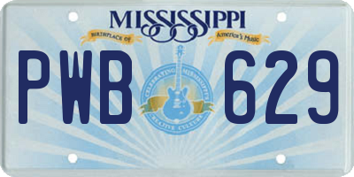 MS license plate PWB629