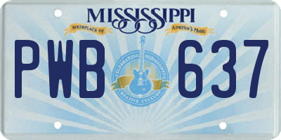 MS license plate PWB637