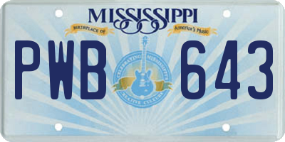 MS license plate PWB643