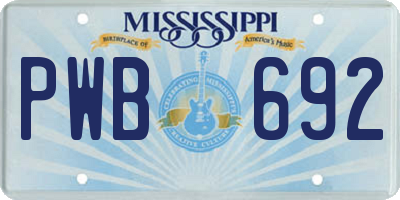 MS license plate PWB692